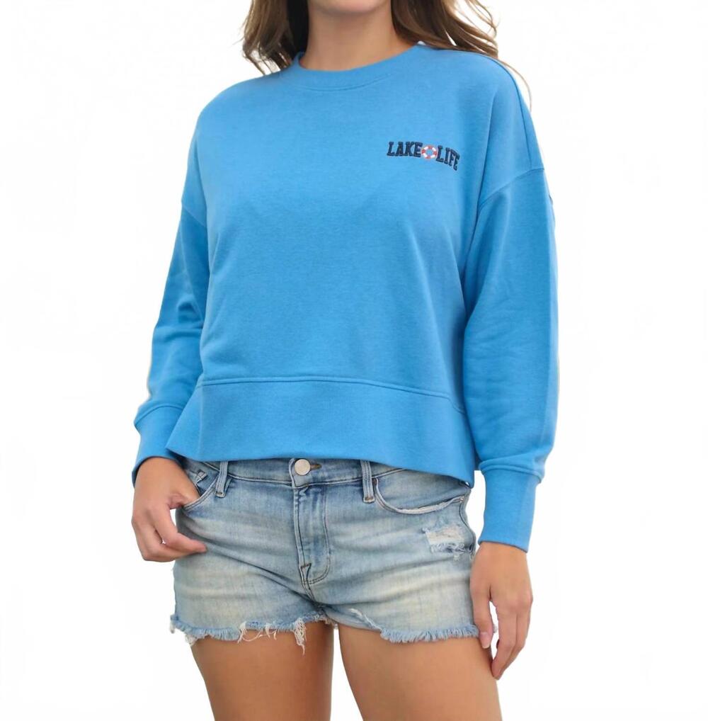 NEW SHIRALEAH boat docks and flip flops relaxed sweatshirt in blue